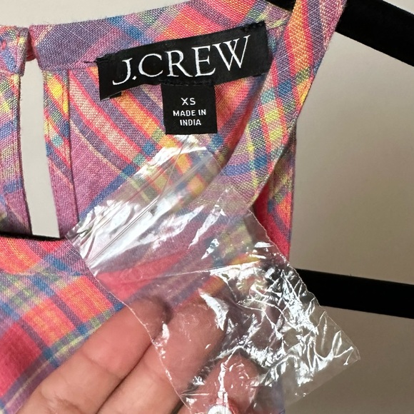 J.CREW Multicolor Plaid Print Tank Top Cotton Linen Colorful Halter Tank Size-XS - Picture 9 of 9